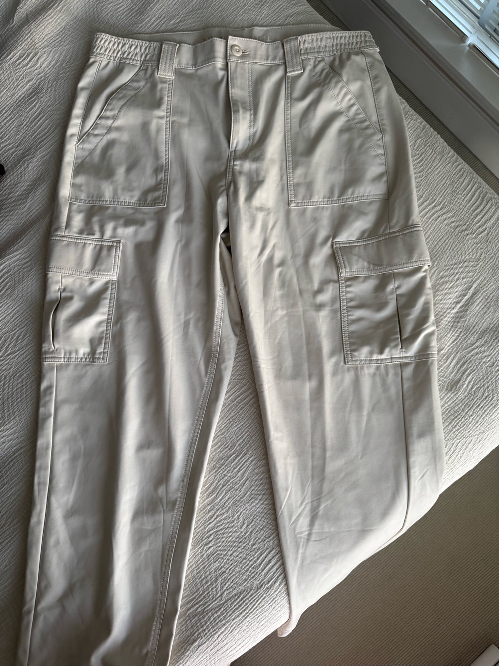 American Eagle Women’s Faux Leather Cream Cargo Pants